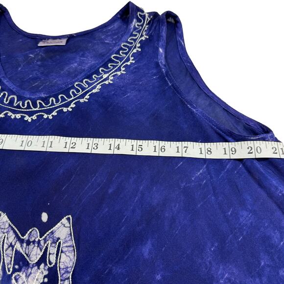 Butterfly Embroidered Beach Dress Free Size Rayon Tie Dye Artsy Asymmetric Fairy - Picture 6 of 11